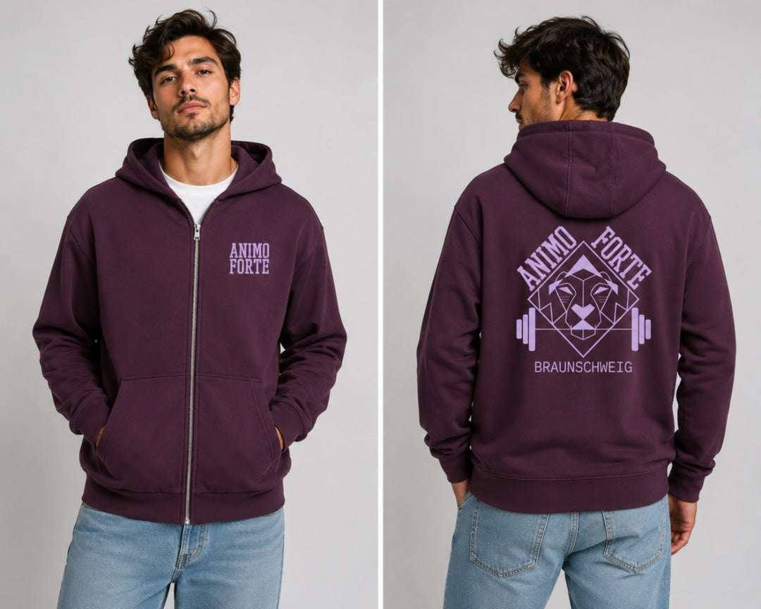 Roter Hoodie für Animo Forte, Fitness in Braunschweig.